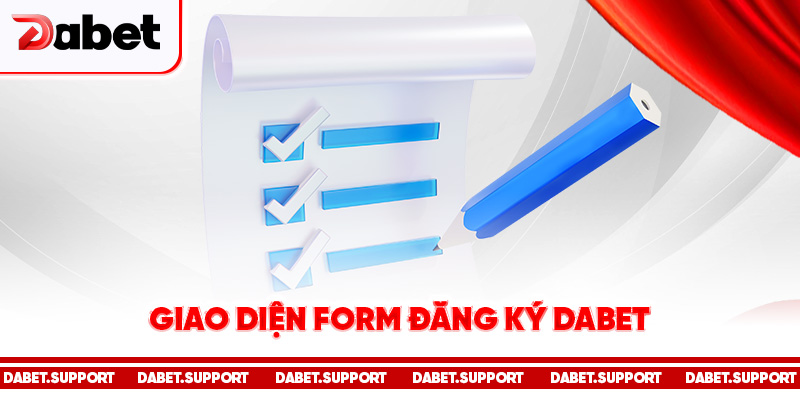 Giao diện form đăng ký Dabet